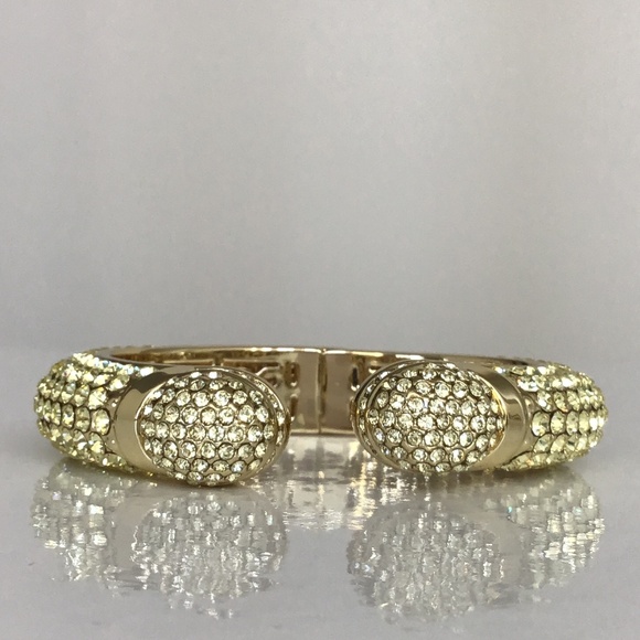 Fabulous Joan Boyce pave hinged cuff bracelet in golden yellow shade (S/M) - Picture 2 of 9